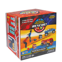 Stomp Rocket Rescue Racers firetruck in action for battery-free indoor play