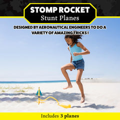 Stomp Rocket three-planes set ready for varied stunts like loops and glides.