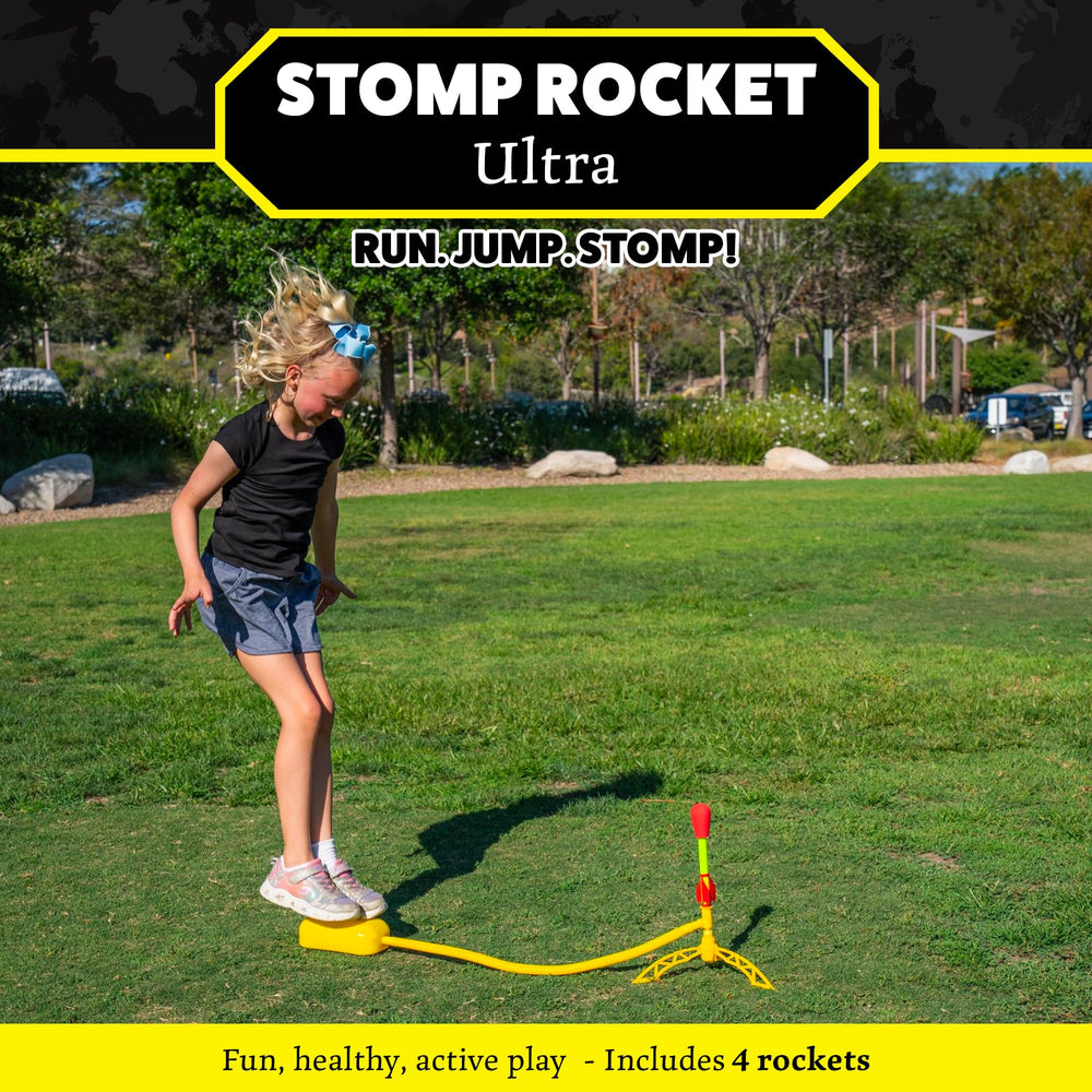 Fully assembled Stomp Rocket Ultra launcher ready for play