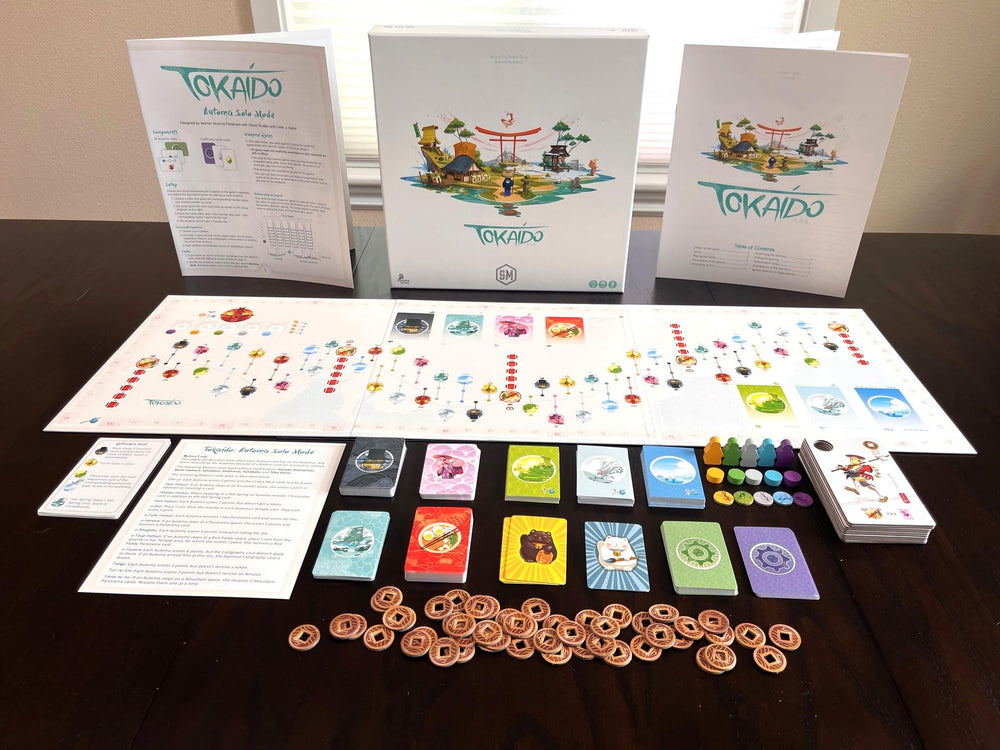 Stonemaier Tokaido art and visuals, rich cozy-game atmosphere.