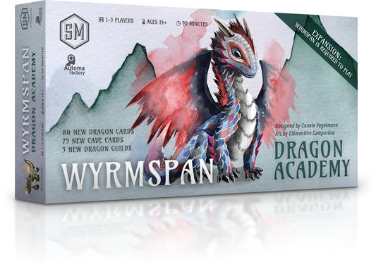 Stonemaier Wyrmspan expansion cover art for immersive dragon academy play