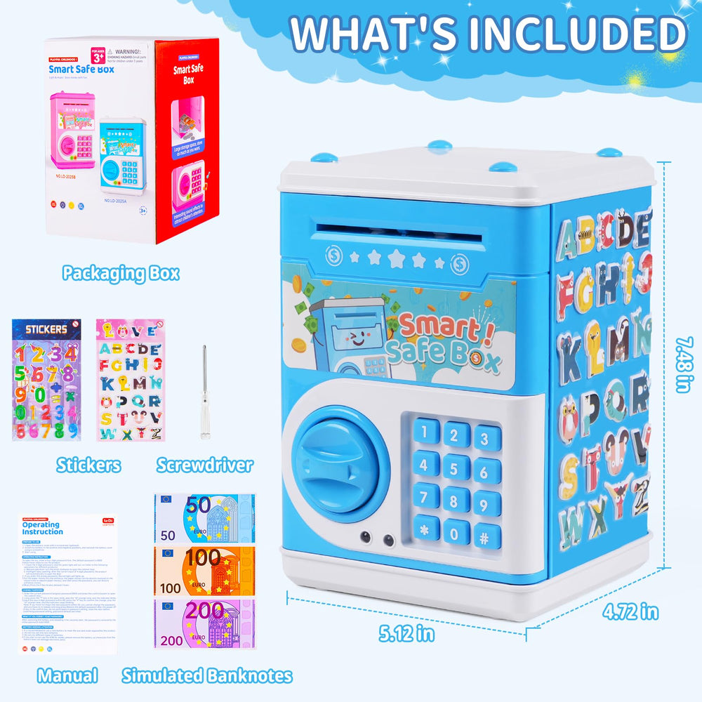STOPKLAS Piggy Bank blue battery compartment ready for interactive play