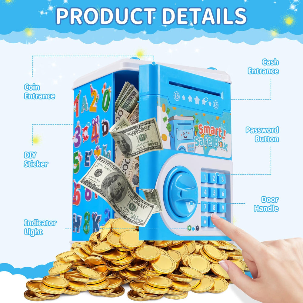 STOPKLAS Piggy Bank blue LED lights and sounds enhance saving moments
