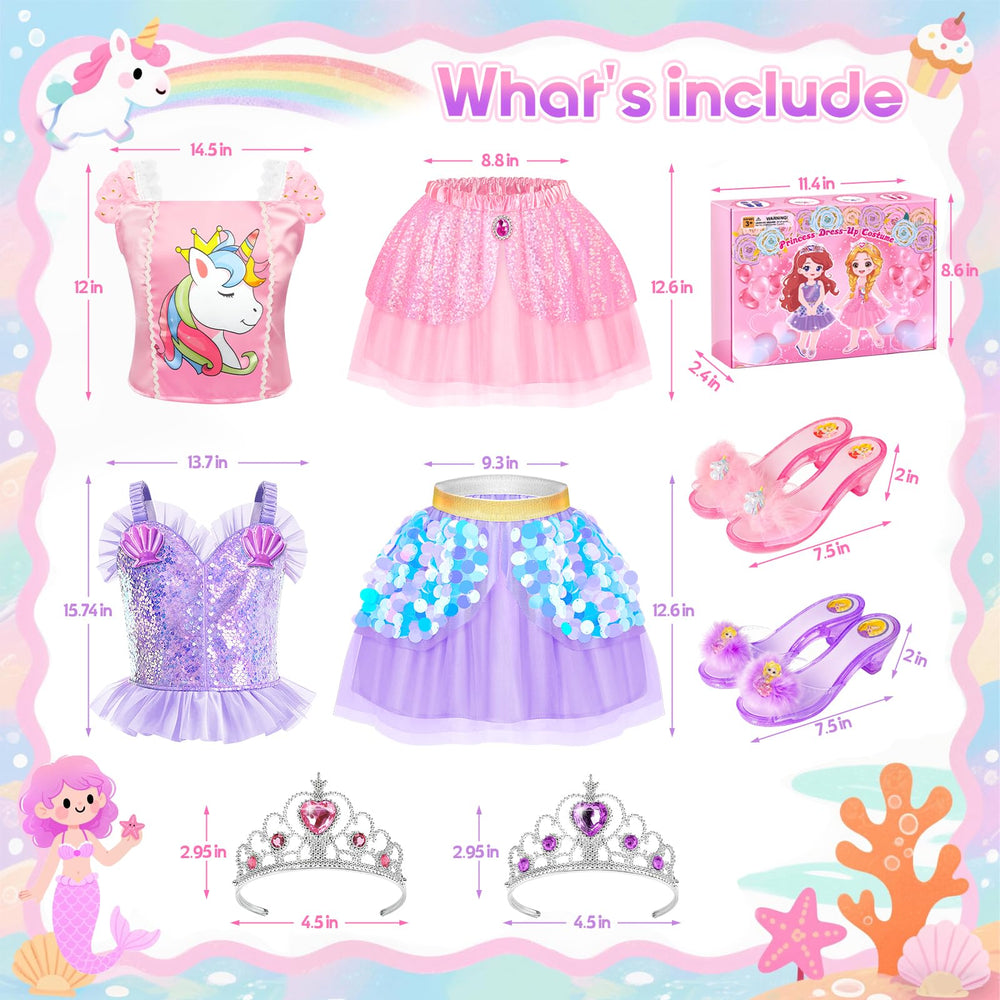 STOPKLAS unicorn and mermaid tops with tulle and sequins catching light.