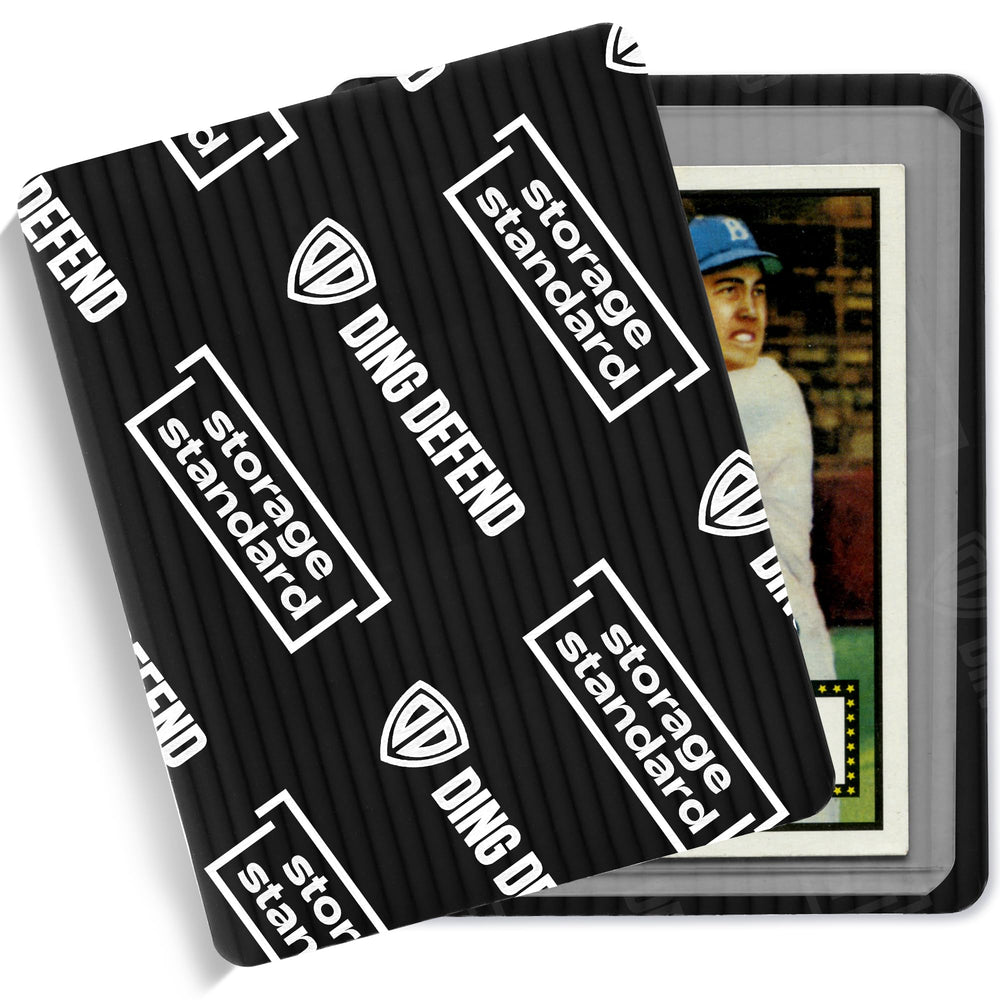 Ding Defend protector with rounded corners close-up, edge protection for cards