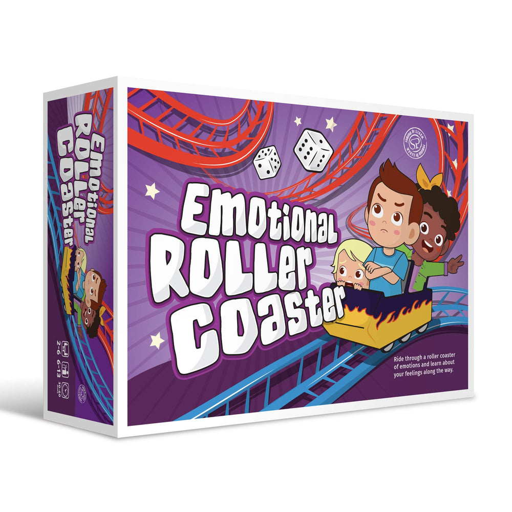 S.T.O.R.M. Emotional Rollercoaster box front invites kids to explore emotions through play in a safe setting.