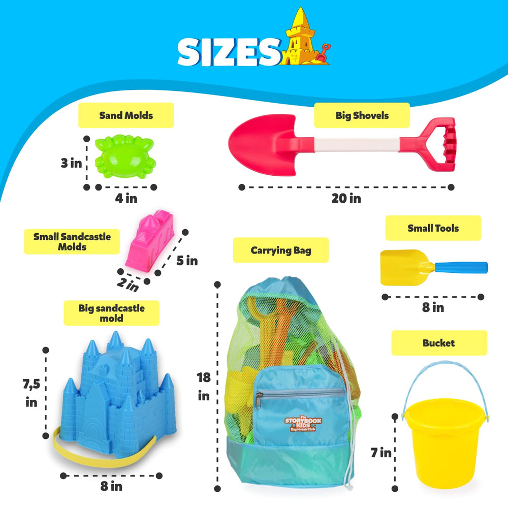 THE STORYBOOK KIDS EXPLORERS CLUB beach toys mesh bag for easy packing