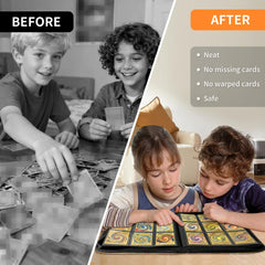 Binder supports standard-size cards including MTG, TCG, and sports cards.