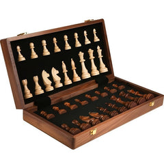 Strategyify 15-inch folding walnut chess board ready for serious, tournament-style play.