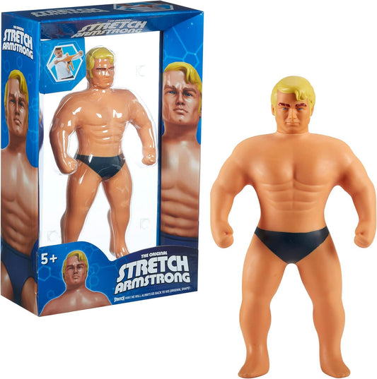Stretch Armstrong original giant stretch toy in front view for nostalgic, flexible play
