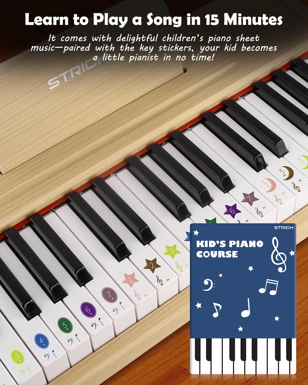 STRICH 37-keys kids piano key stickers assist quick learning