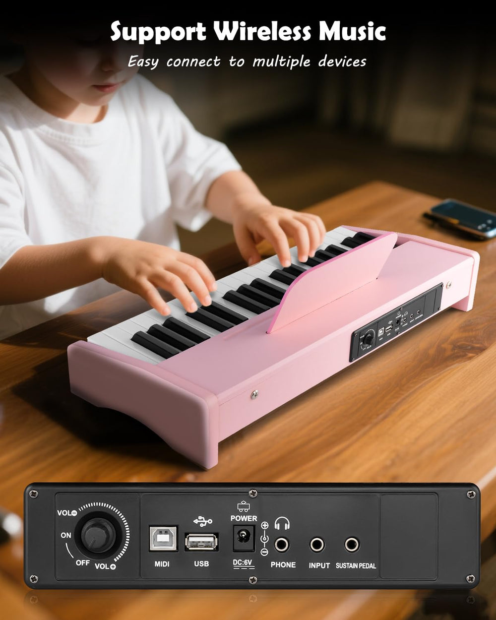 STRICH volume control with hearing protection ensures safer listening during play.