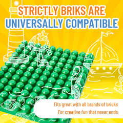 Strictly Briks mega baseplate green kid playing, indoor fun for budding builders.