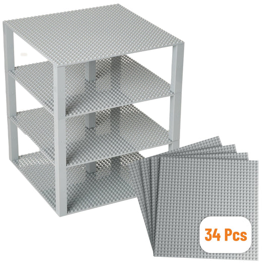 Strictly Briks baseplate set 10x10 in light grey for versatile building and display.