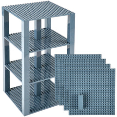 Strictly Briks charcoal grey stackable baseplates for a four-baseplate expandable setup.