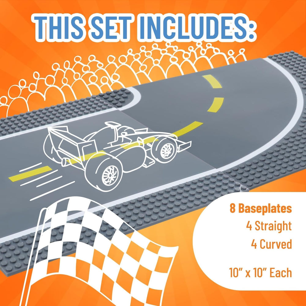 Strictly Briks complete race set baseplates ready for imaginative city layouts