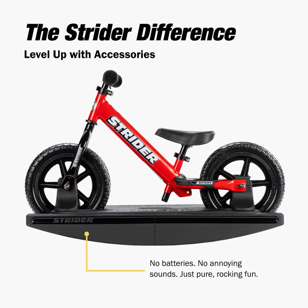 Strider rocking base made of all-weather plastic for durable year-round play.