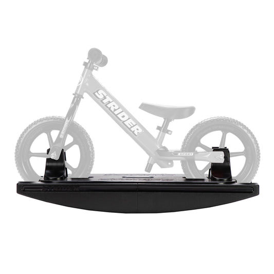 Strider rocking base attached to a 12-inch bike enables easy balance practice.