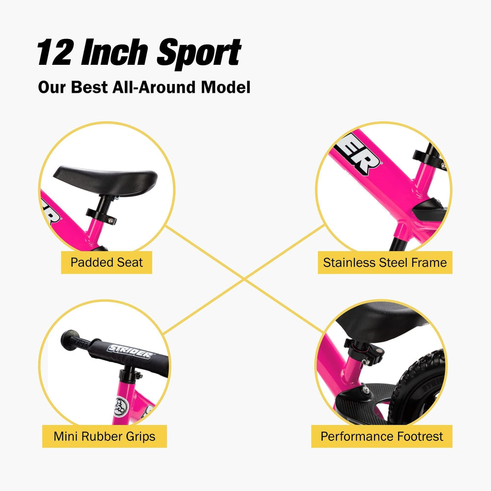 Strider safety pad pink provides extra protection during practice.