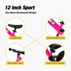 Strider safety pad pink provides extra protection during practice.