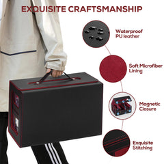 STTRBOX waterproof faux leather exterior protects cards during transport