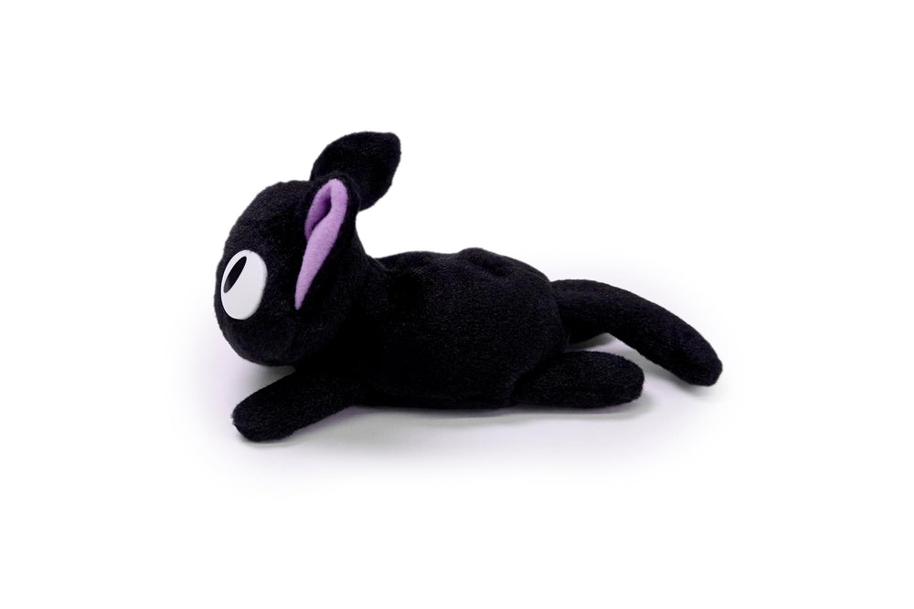 Studio Ghibli Jiji fluffy beanbag pose enhances desk or shelf decor.