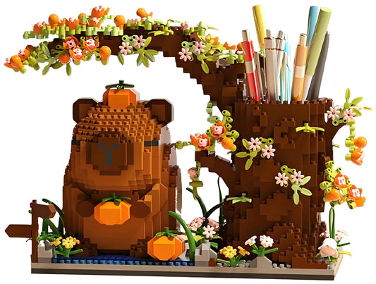 STUDYBOCKS Capybara building set with pumpkin and tree for imaginative play.