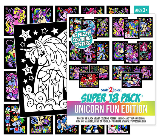 Stuff2Color Unicorn Fun 18-Pack designs for creative coloring sessions.