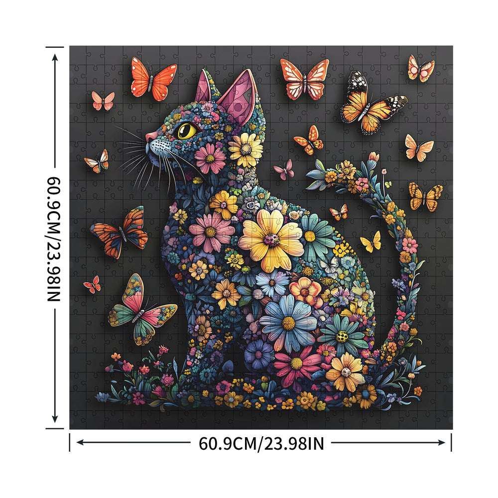 STYISHANG black cat flower design puzzle with striking contrast