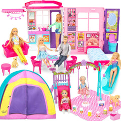 Style Shine Doll House folding carry case enables easy travel-ready pretend play.