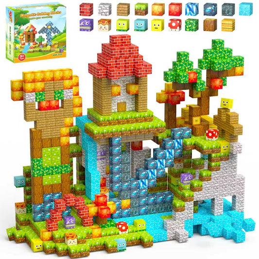 Styleeasy 200PCS magnetic blocks cubes showcase colorful patterns for creative building.