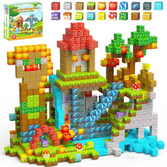 Styleeasy 200PCS magnetic blocks cubes showcase colorful patterns for creative building.