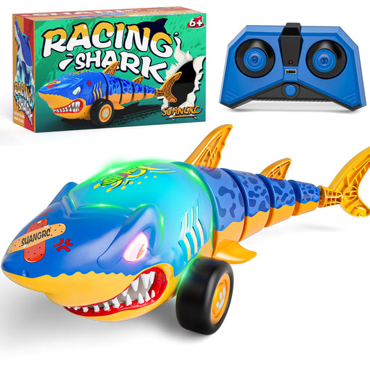 suangrc RC Shark Car remote control for kids, precise steering for indoor fun.