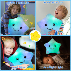 Subao plush star night light blue provides soft illumination for bedtime routines.