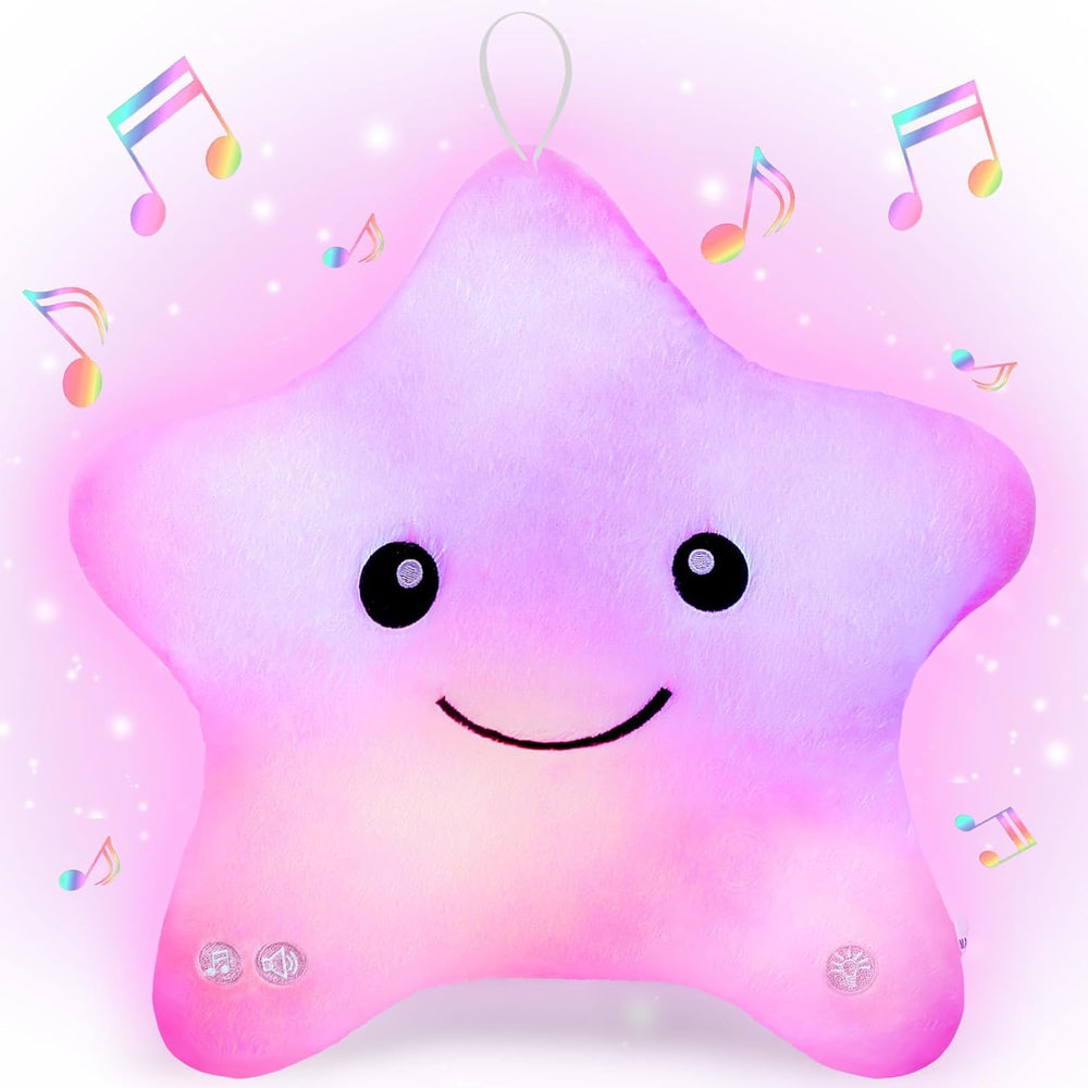 Subao Twinkle Star Night Light Pillow glows softly to soothe toddlers at bedtime.