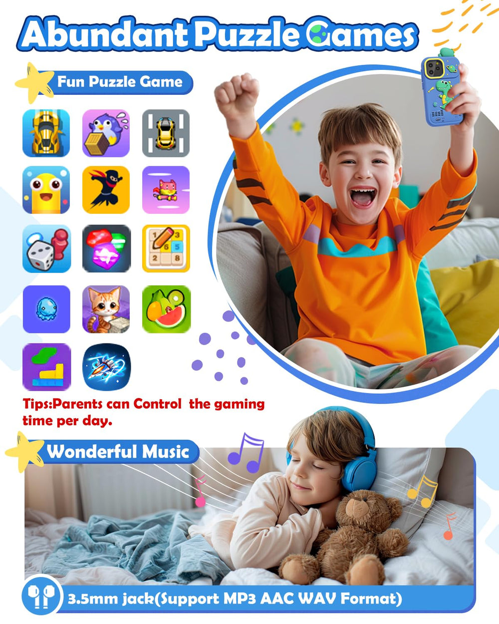 Sueseip kids phone comes with a lanyard for easy carrying