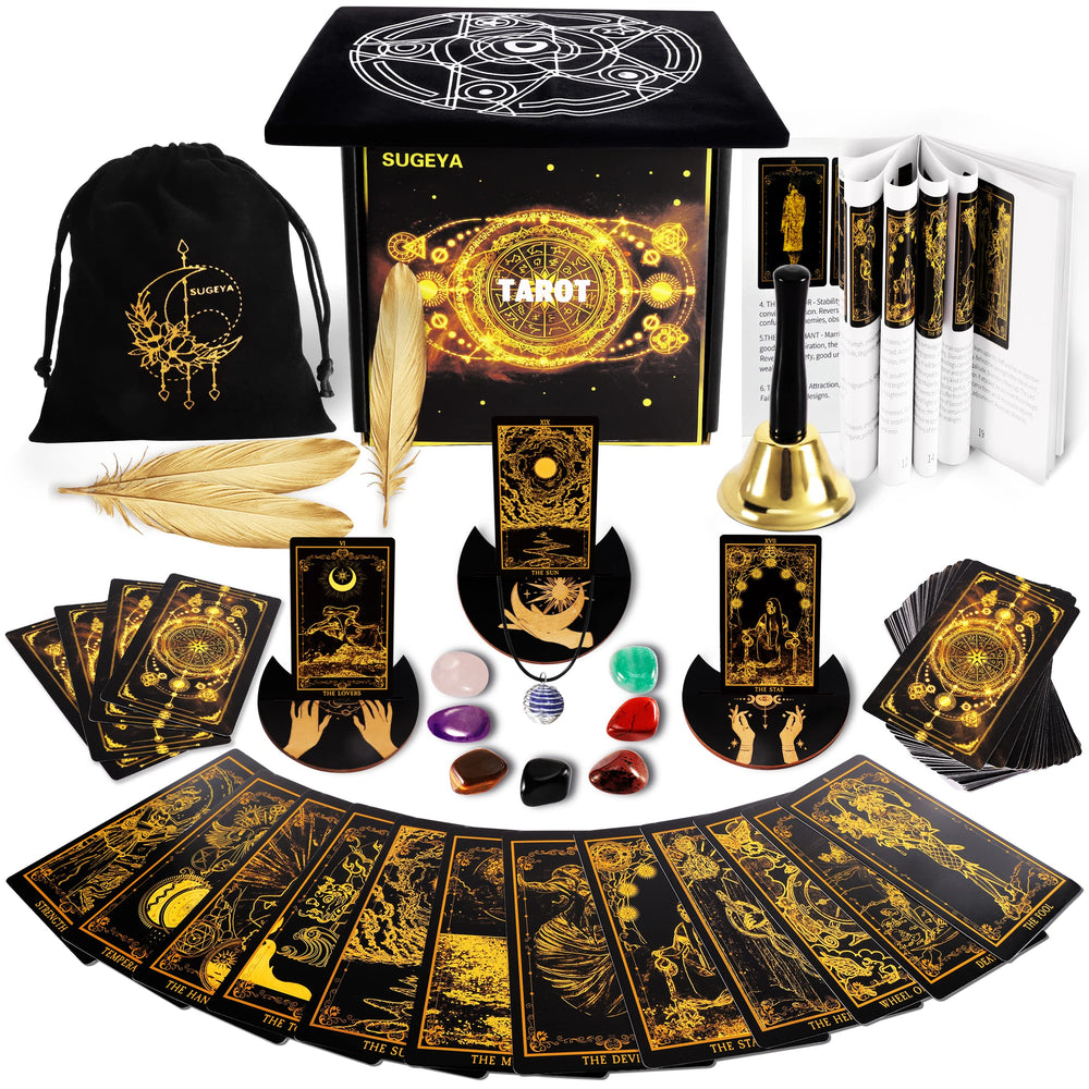 SUGEYA 78-tarot cards with black classic design for immersive readings