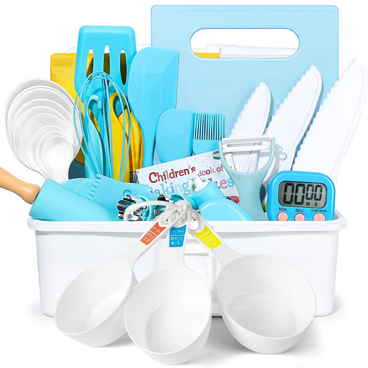 Suhctuptx 37pcs kids cooking set with storage case for organized play and learning.