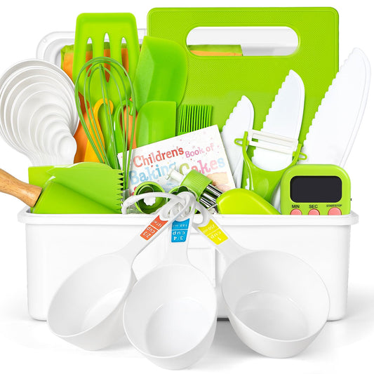 Suhctuptx 37PCS kids cooking set with storage case for organized play and easy cleanup.