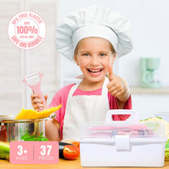 Suhctuptx cutting board with crinkle cutter and y-peeler for kid-friendly prep