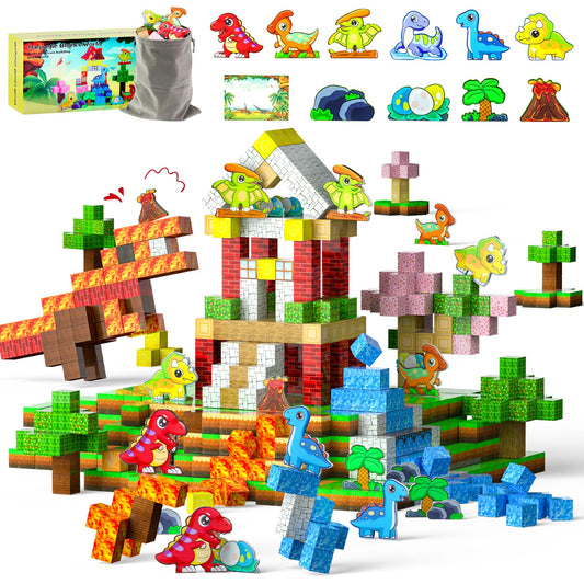 suihuooo dinosaur-themed magnetic cubes boost imaginative play for kids