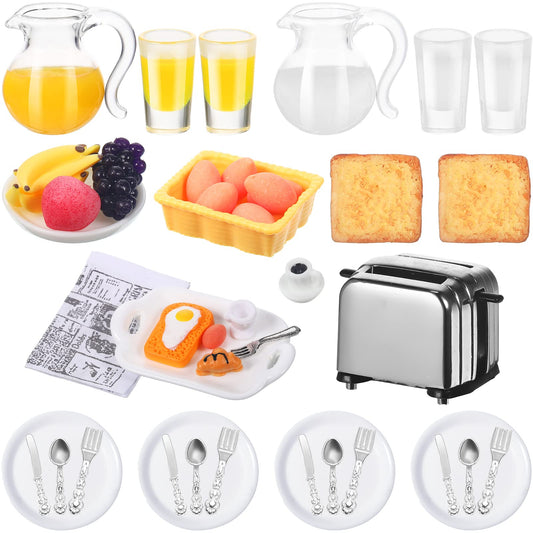 Suilung toast machine with two slices enhances dollhouse breakfast realism.