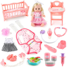 SUKIPIN 14-inch baby doll playset with accessories for imaginative nurture play