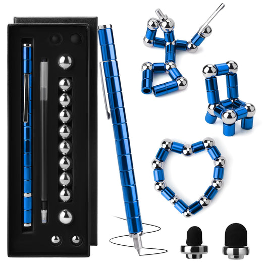 SUKIPIN magnetic fidget pen blue for writing and focus with magnetic play.