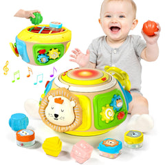 Sumapner 7-in-1 activity cube drum front view showing interactive play and learning