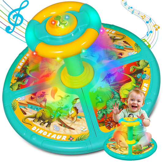 Sumapner dinosaur sit-and-spin seat enabling 360° rotation for imaginative play.