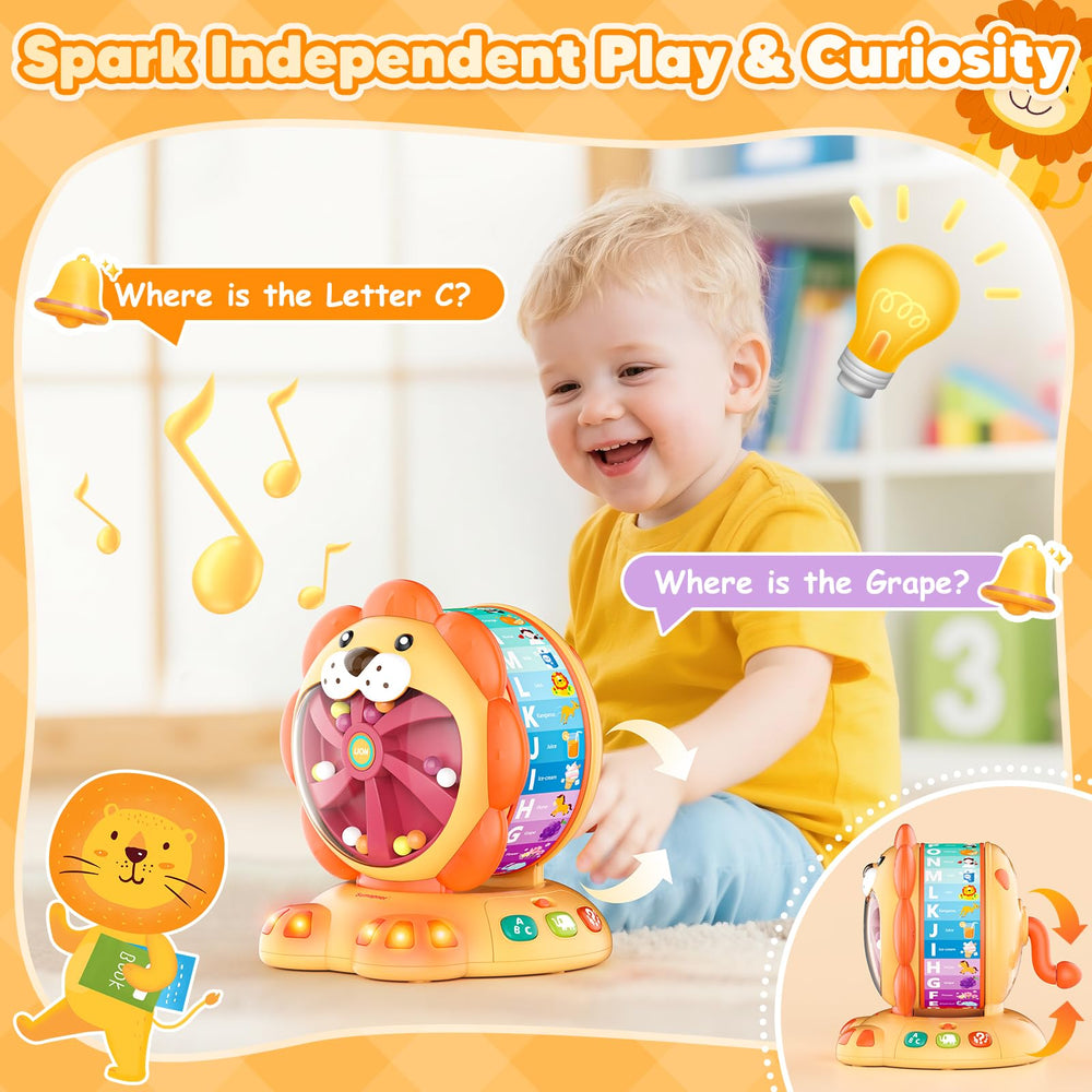 Sumapner Lion toy displays glowing lights during interactive learning