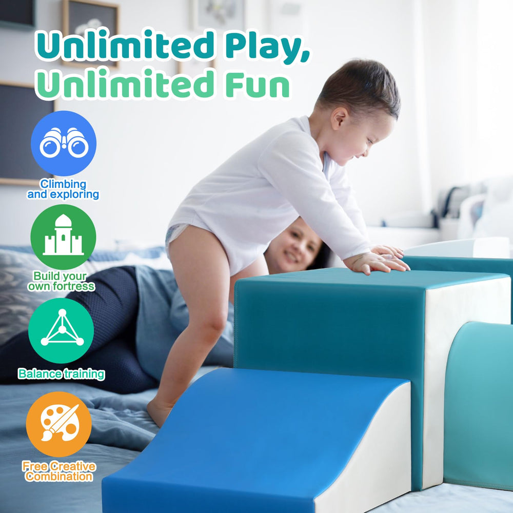 Sumbababy foam climbing blocks ramp encourage versatile play and physical activity indoors.