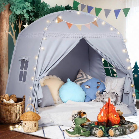 Sumbababy Large Teepee Tent with star lights for cozy indoor play