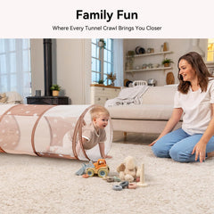 Sumbababy tunnel creates a safe indoor crawl area for toddlers.